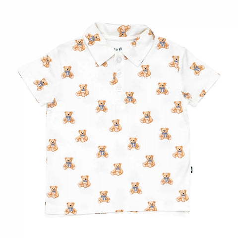 Toddler Short Sleeve Polo in Teddy Bear