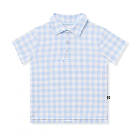 Toddler Short Sleeve Polo in Gingham Breeze