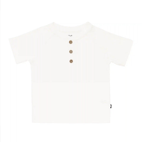 Short Sleeve Toddler Henley Tee in Cloud