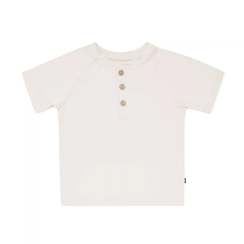 Short Sleeve Toddler Henley Tee in Oat