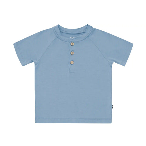 Short Sleeve Toddler Henley Tee in Slate