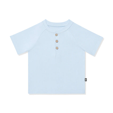 Short Sleeve Toddler Henley Tee in Breeze