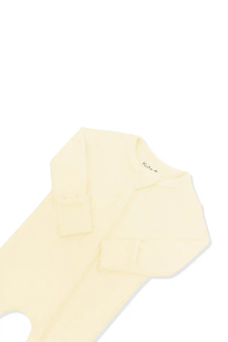 Ribbed Zipper Romper in Chamomile