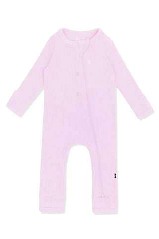 Ribbed Zipper Romper in Thistle