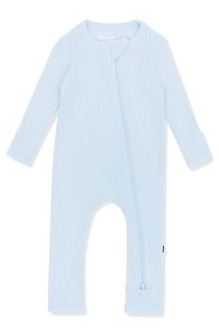Ribbed Zipper Romper in Breeze