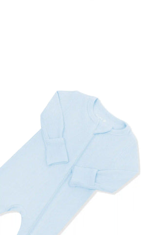 Ribbed Zipper Romper in Breeze