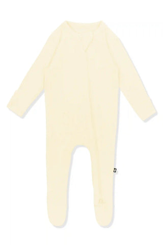 Ribbed Zipper Footie in Chamomile