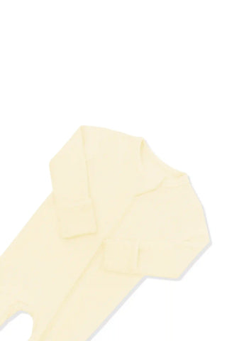 Ribbed Zipper Footie in Chamomile