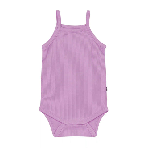 Ribbed Spaghetti Strap Bodysuit in Poi