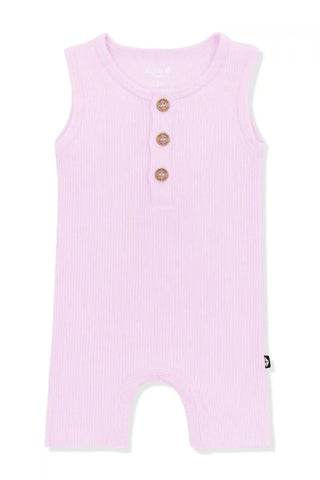 Ribbed Sleeveless Shortall in Thistle
