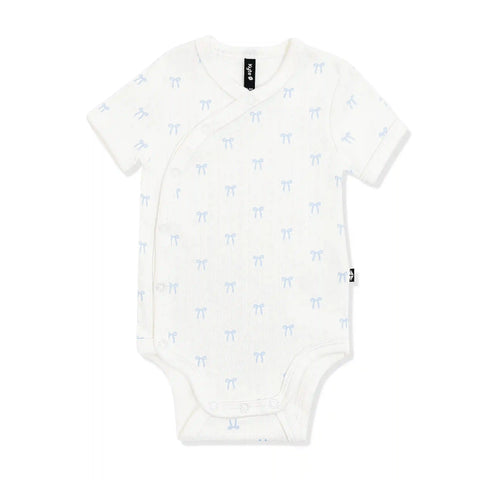 Pointelle Kimono Bodysuit in Sweet Blue Bow