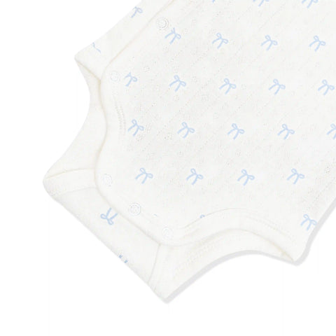 Pointelle Kimono Bodysuit in Sweet Blue Bow