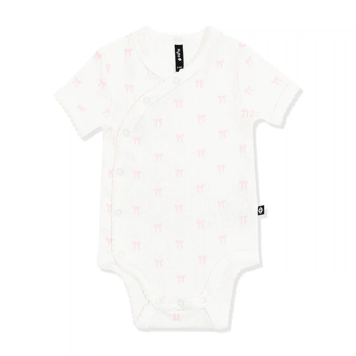 Pointelle Kimono Bodysuit in Sweet Pink Bow