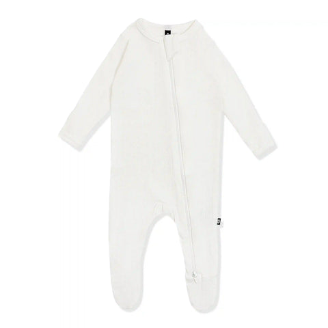 Pointelle Zippered Footie in Cloud