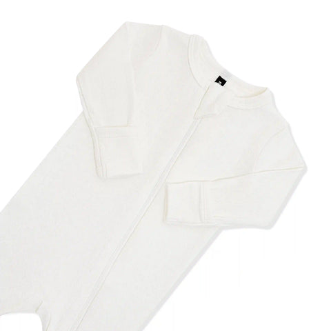 Pointelle Zippered Footie in Cloud