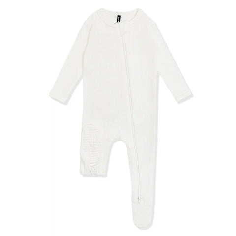 Pointelle Zippered Footie in Cloud