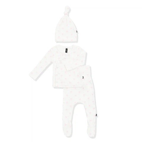 Pointelle Take Me Home Set with Cap in Sweet Pink Bow