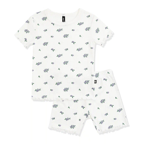 Pointelle Short Sleeve Set in Spray Rose