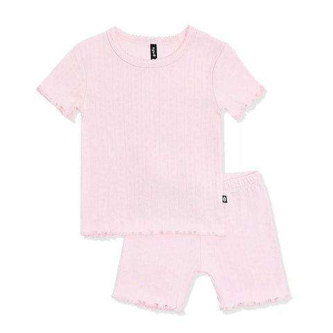 Pointelle Short Sleeve Set in Sakura