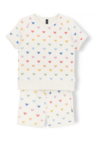 Short Sleeve Jogger Set in Pastel Mickey Mouse