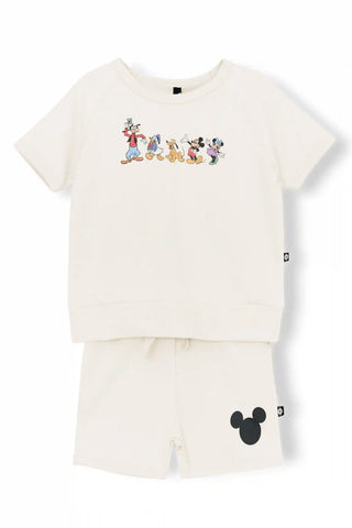Short Sleeve Jogger Set in Mickey and Friends on Ecru