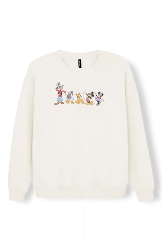 Women's Sweatshirt in Mickey and Friends on Ecru