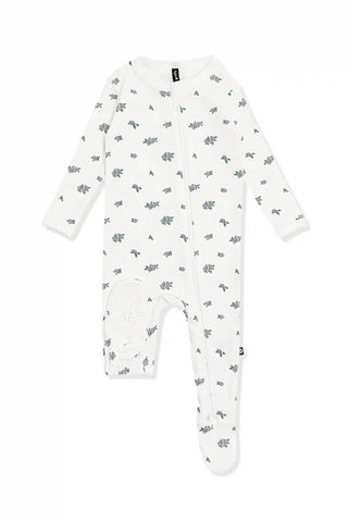 Pointelle Zippered Footie in Spray Rose