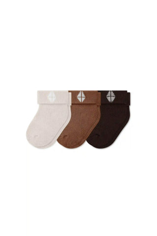 Baby 3-Pack Socks in Cafe