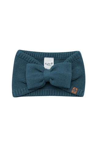 Chunky Knit Bow Headband in Atlantic