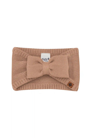 Chunky Knit Bow Headband in Latte