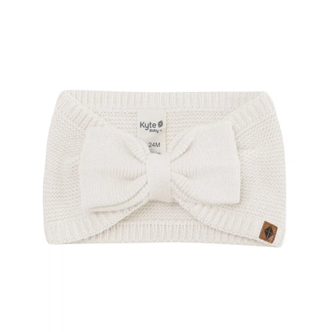 Chunky Knit Adult Bow Headband in Oat