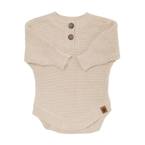 Chunky Knit Romper in Almond