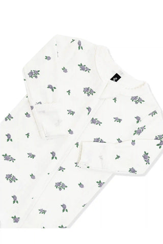 Pointelle Zippered Footie in Spray Rose