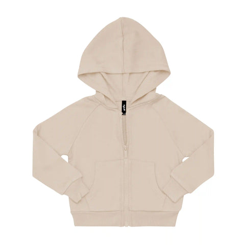 Fleece Zip Up Hoodie in Almond