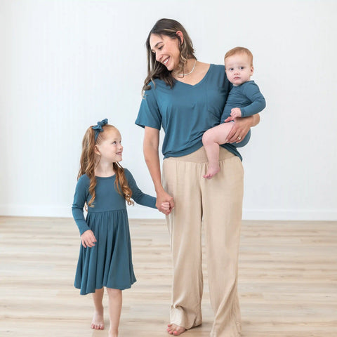 Women's Oversized V-Neck Tee in Atlantic