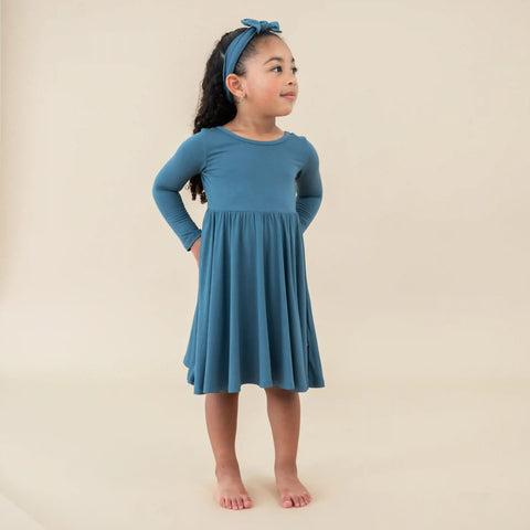 Long Sleeve Twirl Dress in Atlantic