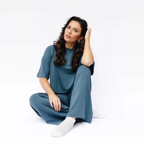 Women's Wide Leg Pant Set in Atlantic