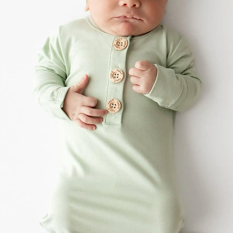Knotted Gown with Hat Set in Basil