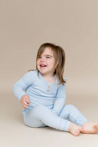 Ribbed Henley Set in Breeze
