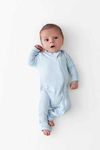 Ribbed Zipper Romper in Breeze