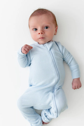 Ribbed Zipper Romper in Breeze