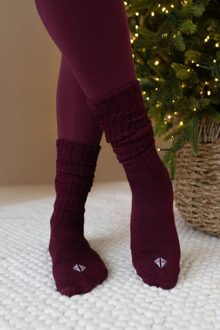 Adult Scrunch Socks in Burgundy