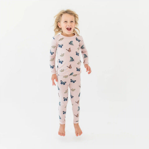 Long Sleeve Pajamas in Blush Butterfly