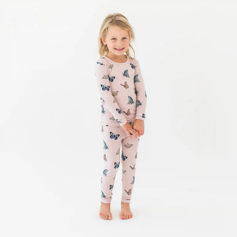 Long Sleeve Pajamas in Blush Butterfly