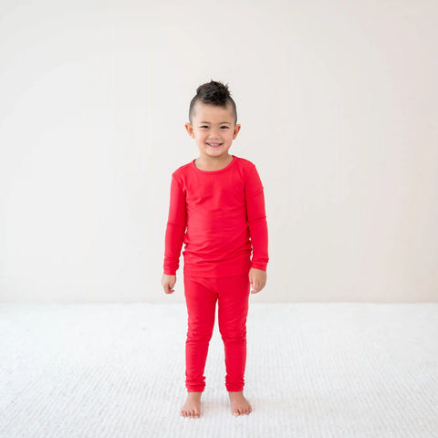 Long Sleeve Pajamas in Cardinal