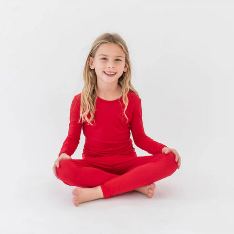 Long Sleeve Pajamas in Cardinal
