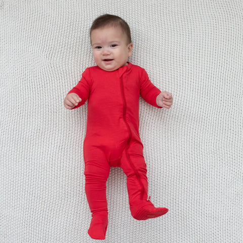 Zippered Footie in Cardinal