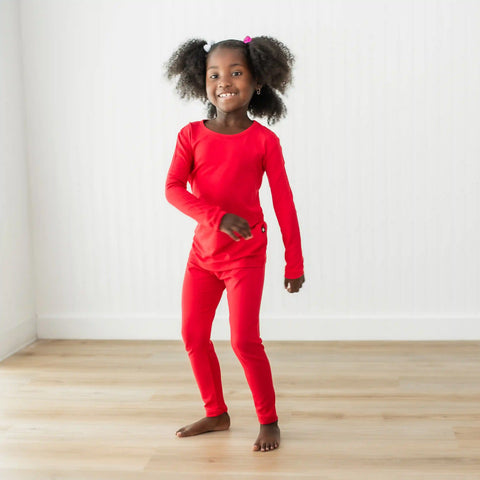 Long Sleeve Pajamas in Cardinal
