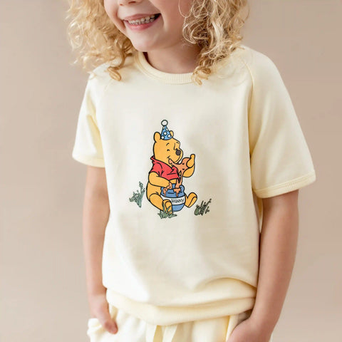 Short Sleeve Jogger Set in Winnie the Pooh on Chamomile