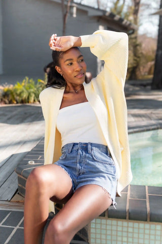Chunky Knit Women's Oversized Cardigan in Chamomile